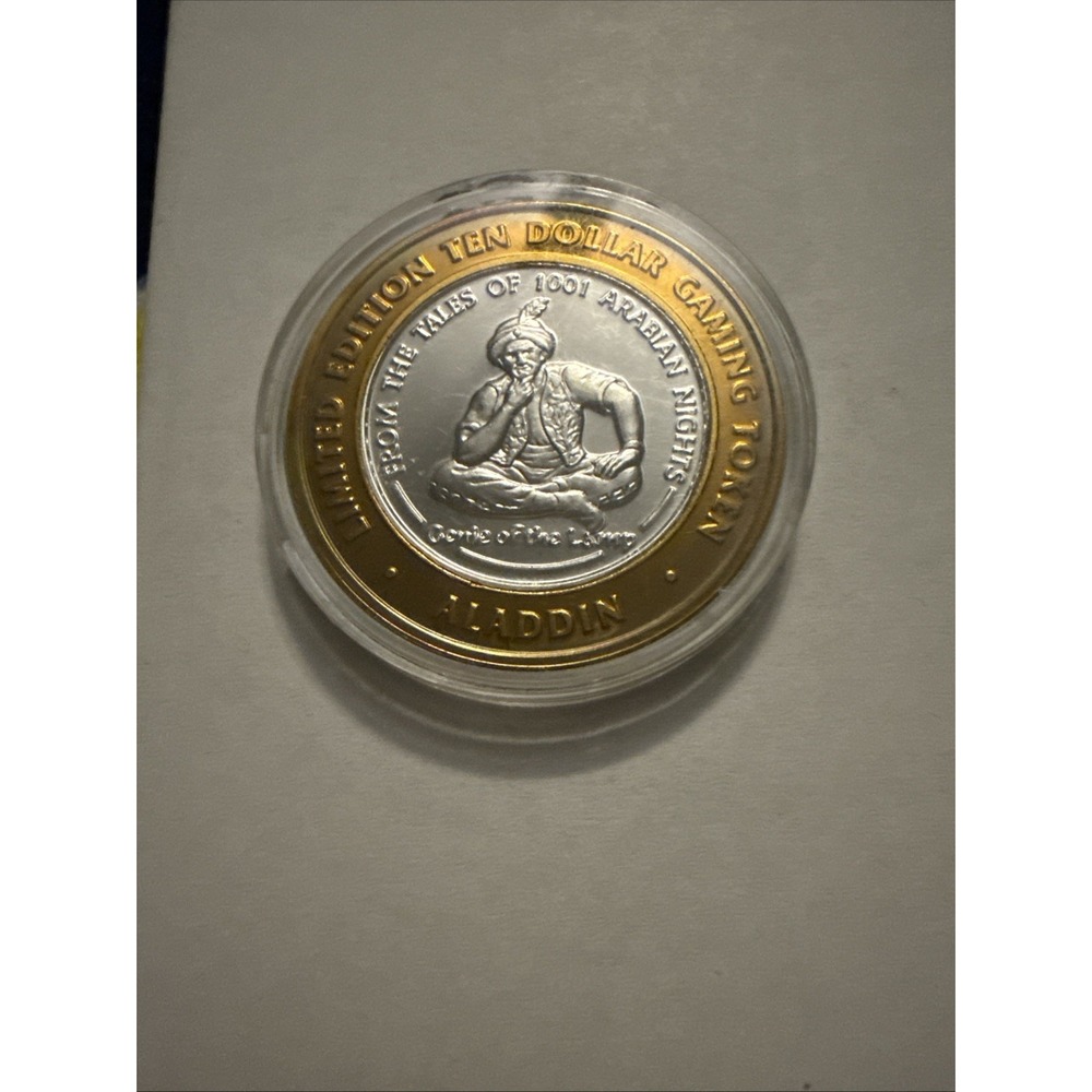 Aladdin Casino Las Vegas $10 Gaming Token .999 Silver Genie Of The Lamp